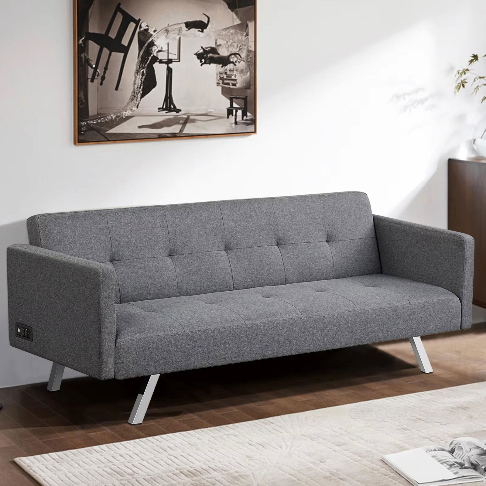 Sofa Bed Có Tay Vịn kéo thành giường ngủ và tựa